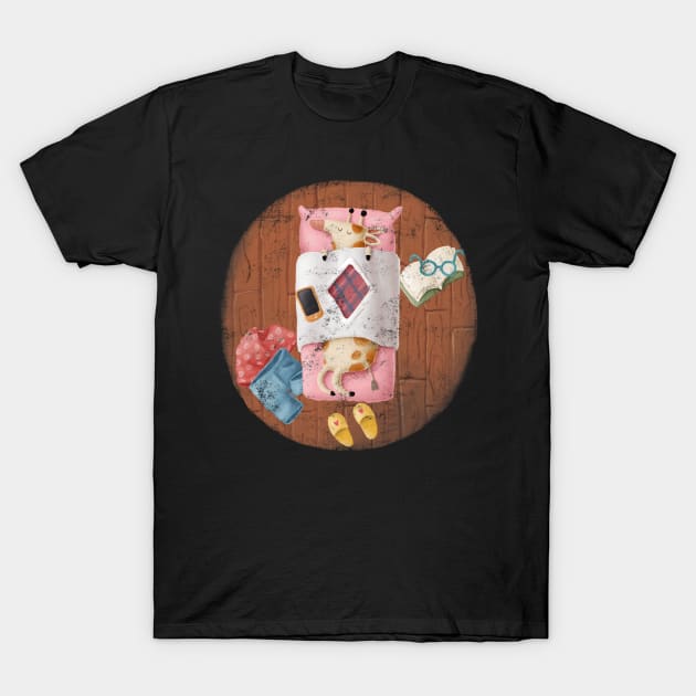 Cute sleeping giraffe T-Shirt by CaptainPixel